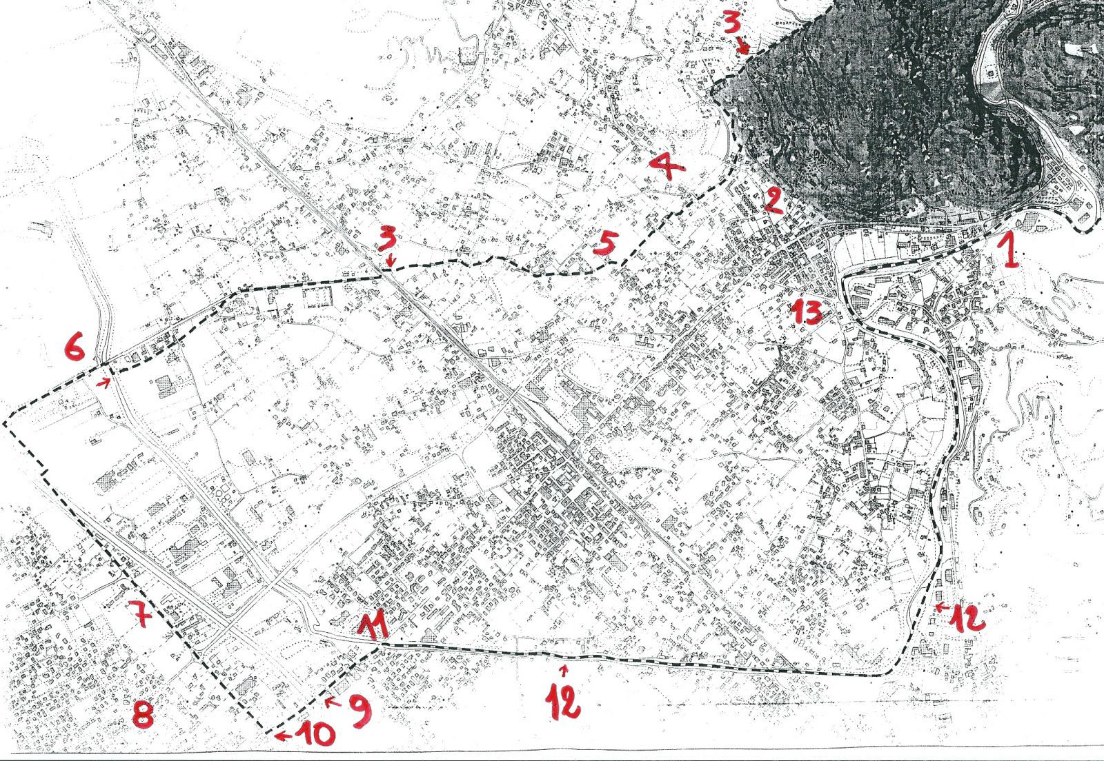 Cartina dei confini di Querceta