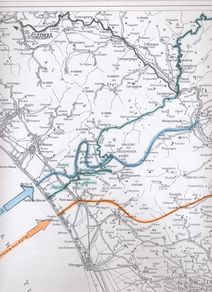 Mappa del tracciato toscano della Linea Gotica